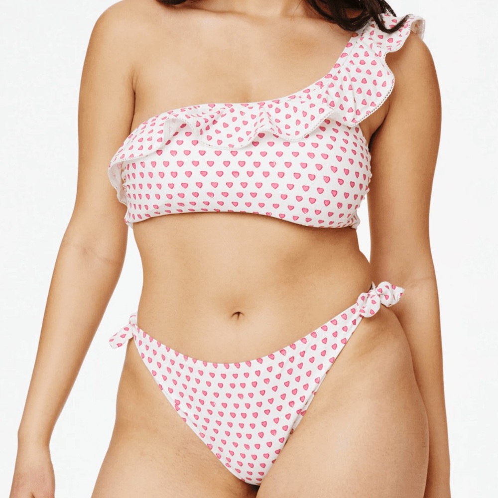 Roller Rabbit White Bikini with Pink Heart Print